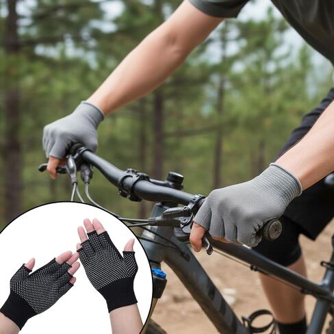 Half-Finger Slip Breathable Fingerless Work Gloves Lightweight Slip Fingerless Grip Gloves Non-slip Yoga Glove Exercise Work Glove for Cycling Motorcycle, Rowing Cycling Workout, 2 Pairs, Black, Grey in Saudi Arabia