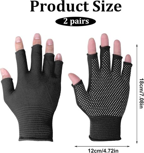 Half-Finger Slip Breathable Fingerless Work Gloves Lightweight Slip Fingerless Grip Gloves Non-slip Yoga Glove Exercise Work Glove for Cycling Motorcycle, Rowing Cycling Workout, 2 Pairs, Black, Grey in Saudi Arabia