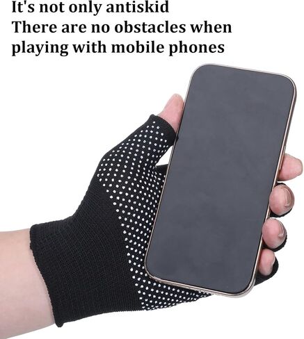 Half-Finger Slip Breathable Fingerless Work Gloves Lightweight Slip Fingerless Grip Gloves Non-slip Yoga Glove Exercise Work Glove for Cycling Motorcycle, Rowing Cycling Workout, 2 Pairs, Black, Grey in Saudi Arabia