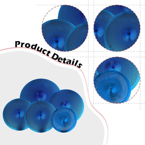 Low Volume Cymbals Pack 5-Piece Mute Cymbal Set for Drum Practice, Lightweight Sturdy Design for Rehearsal Room Bedroom Use- Colorful in Kuwait