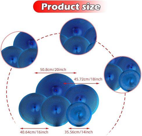 Low Volume Cymbals Pack 5-Piece Mute Cymbal Set for Drum Practice, Lightweight Sturdy Design for Rehearsal Room Bedroom Use- Colorful in Kuwait