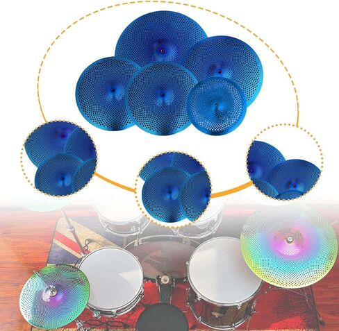 Low Volume Cymbals Pack 5-Piece Mute Cymbal Set for Drum Practice, Lightweight Sturdy Design for Rehearsal Room Bedroom Use- Colorful in Kuwait
