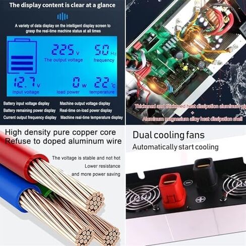 محول موجة جيبية نقية 6000 واط تيار مستمر 24 فولت إلى تيار متردد 110 فولت مع شاحن USB ومقبس، مثالي للسفر والتخييم والمركبات الترفيهية والقوارب - تتوفر خيارات 4000 واط/5000 واط/8000 واط in Kuwait