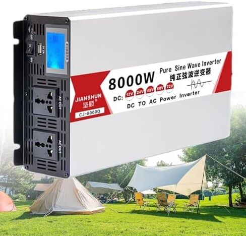 محول موجة جيبية نقية 6000 واط تيار مستمر 24 فولت إلى تيار متردد 110 فولت مع شاحن USB ومقبس، مثالي للسفر والتخييم والمركبات الترفيهية والقوارب - تتوفر خيارات 4000 واط/5000 واط/8000 واط in Kuwait