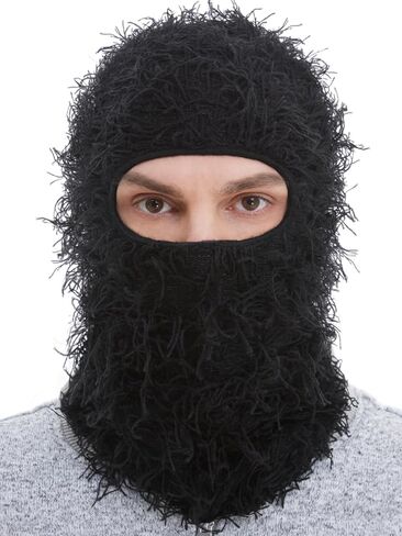 Distressed Ski Mask Balaclava, Yeat Shiesty Fluffy Knitted Full Face Mask for Men/Women in Saudi Arabia