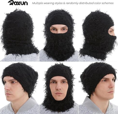 Distressed Ski Mask Balaclava, Yeat Shiesty Fluffy Knitted Full Face Mask for Men/Women in Saudi Arabia