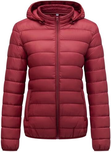 معطف نسائي من KVE مزود بغطاء للرأس وخفيف الوزن للغاية ودافئ وقصير منتفخ in Kuwait