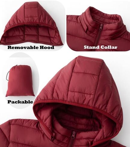 معطف نسائي من KVE مزود بغطاء للرأس وخفيف الوزن للغاية ودافئ وقصير منتفخ in Kuwait