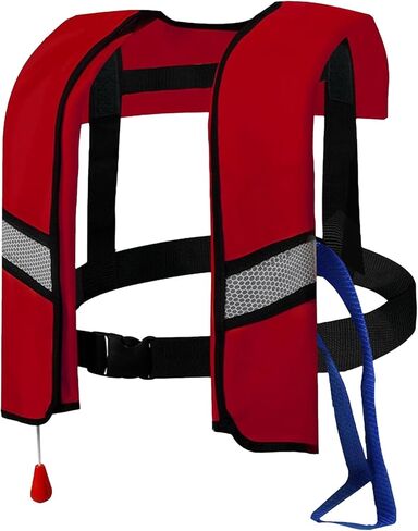 سترات نجاة أوتوماتيكية قابلة للنفخ، سترة سباحة من النايلون 150N قابلة للتعديل مع نفخ ثاني أكسيد الكربون، وشرائط عاكسة وإبزيم أمان. in Kuwait