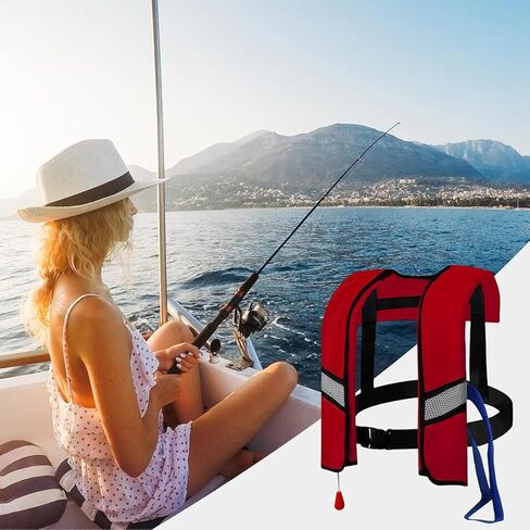 سترات نجاة أوتوماتيكية قابلة للنفخ، سترة سباحة من النايلون 150N قابلة للتعديل مع نفخ ثاني أكسيد الكربون، وشرائط عاكسة وإبزيم أمان. in Kuwait