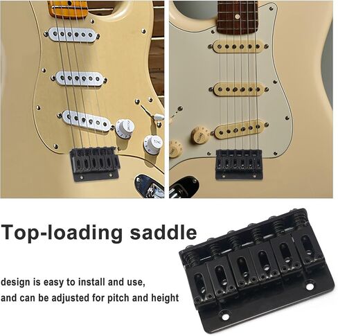 جسر ثابت من MAXCHEER مقاس 78 مم للجيتار الكهربائي ذو 6 أوتار Fender Strat Tele (أسود، 78 مم) in Saudi Arabia