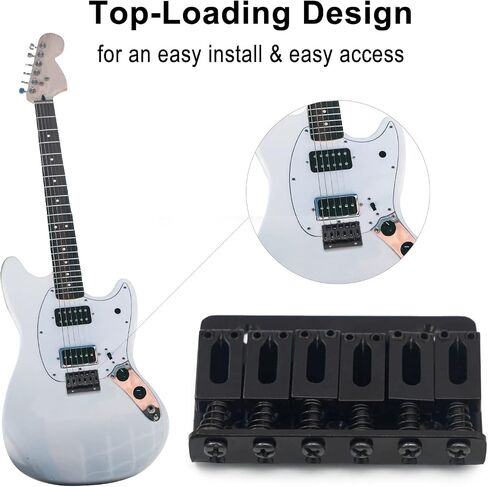 جسر ثابت من MAXCHEER مقاس 78 مم للجيتار الكهربائي ذو 6 أوتار Fender Strat Tele (أسود، 78 مم) in Saudi Arabia