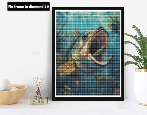 VAIIEYO 5D DIY Diamond Art Kits for Adults Fish, Diamond Painting Fisherman, Diamond Art Full Drill Round Rhinestone Craft Canvas for Home Wall Decor Gift 12x16 inch-74 in Kuwait