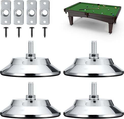 4 PCS Heavy Duty Billiard Table Leg Levelers, Adjustable Height 5 Inch Metal Leveling Feet, Furniture Leveling Risers with PE Base for Pool Table, Soccer Table, Air Hockey Table in Saudi Arabia