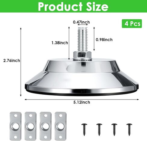4 PCS Heavy Duty Billiard Table Leg Levelers, Adjustable Height 5 Inch Metal Leveling Feet, Furniture Leveling Risers with PE Base for Pool Table, Soccer Table, Air Hockey Table in Saudi Arabia