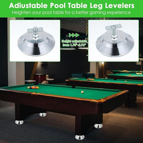 4 PCS Heavy Duty Billiard Table Leg Levelers, Adjustable Height 5 Inch Metal Leveling Feet, Furniture Leveling Risers with PE Base for Pool Table, Soccer Table, Air Hockey Table in Saudi Arabia