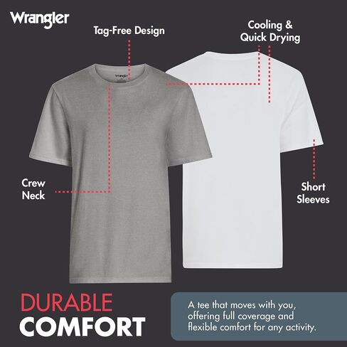 تي شيرت رجالي من Wrangler Comfort Stretch Crew - تي شيرت قطني للرجال، عبوة من 3 قطع in Saudi Arabia