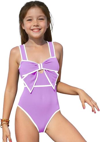ملابس سباحة للفتيات، بدلة سباحة من قطعة واحدة بفيونكة أمامية للمراهقين بأشرطة واسعة مقاس 8-16 in Kuwait