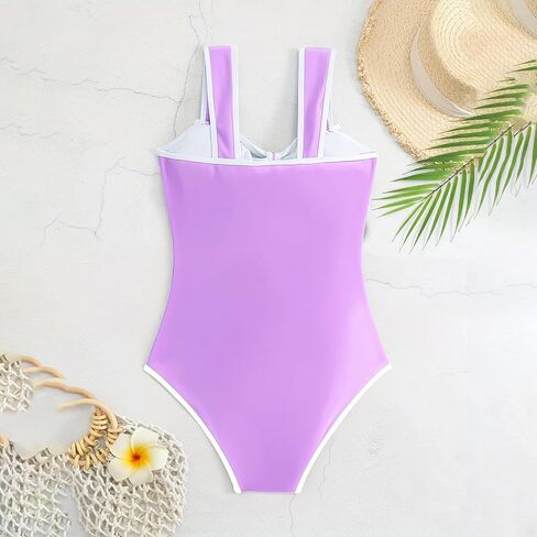 ملابس سباحة للفتيات، بدلة سباحة من قطعة واحدة بفيونكة أمامية للمراهقين بأشرطة واسعة مقاس 8-16 in Kuwait