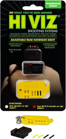 HIVIZ Adjustable Fiber Optic Rear Sight w/LightPipes for Ruger, Smith & Wesson and Glock in Kuwait