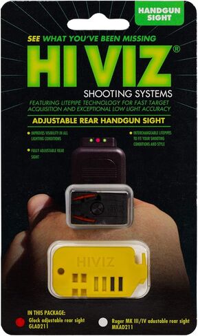 HIVIZ Adjustable Fiber Optic Rear Sight w/LightPipes for Ruger, Smith & Wesson and Glock in Saudi Arabia