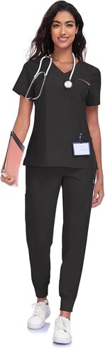 الدعك للنساء مجموعة -v -neck فرك أعلى الجيب والركض السراويل مع 11 جيوب in Saudi Arabia