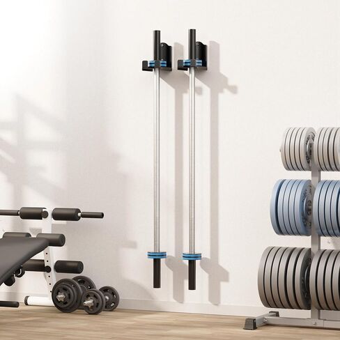Olympic Barbell Wall Rack Holder - Heavy Duty 66lbs Weight Storage Mount with EVA Pads in Saudi Arabia