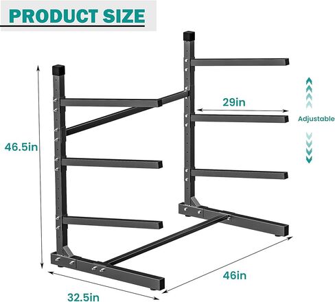 رف تخزين كاياك من إيفيرهانجر، حامل حامل كاياك قابل للتعديل، رف لوح مجداف قائم بذاته لقوارب الكاياك والزورق ولوح ركوب الأمواج بسعة 320 رطلًا in Kuwait