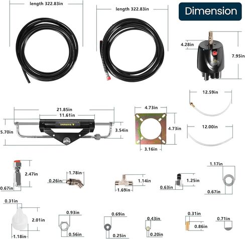 150HP Hydraulic Outboard Steering Kit Boat Marine System for Single Station, Single-Engine use Built-in Two-Way Lock Cylinder, Pump and 26ft High-Strength Nylon Hose in Saudi Arabia