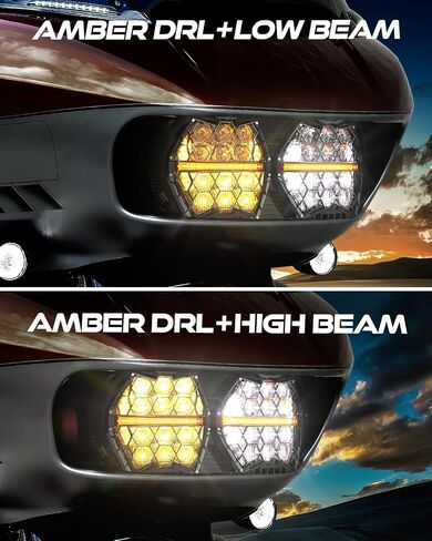 240W 800% Bright Dual LED Headlight Honeycomb Design Compatible with Road Glide 2015-2024, Black in Saudi Arabia