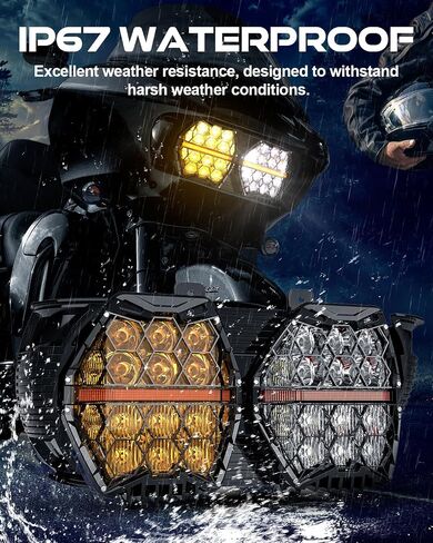 240W 800% Bright Dual LED Headlight Honeycomb Design Compatible with Road Glide 2015-2024, Black in Saudi Arabia