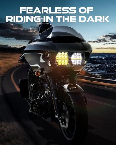 240W 800% Bright Dual LED Headlight Honeycomb Design Compatible with Road Glide 2015-2024, Black in Saudi Arabia