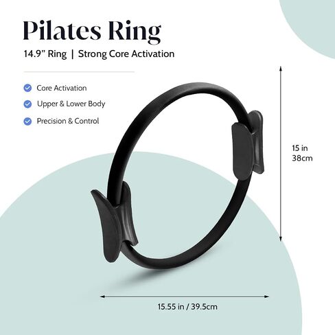 Pilates Ring Set - Essentials Kit with Magic Circle Pilates Ring, 3 Resistance Bands, Stretching Strap, Mini Exercise Ball, Exercise Guide, Fitness Essentials Starter Kit for Home Workout in Saudi Arabia