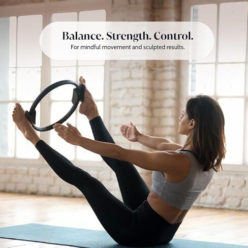Pilates Ring Set - Essentials Kit with Magic Circle Pilates Ring, 3 Resistance Bands, Stretching Strap, Mini Exercise Ball, Exercise Guide, Fitness Essentials Starter Kit for Home Workout in Saudi Arabia