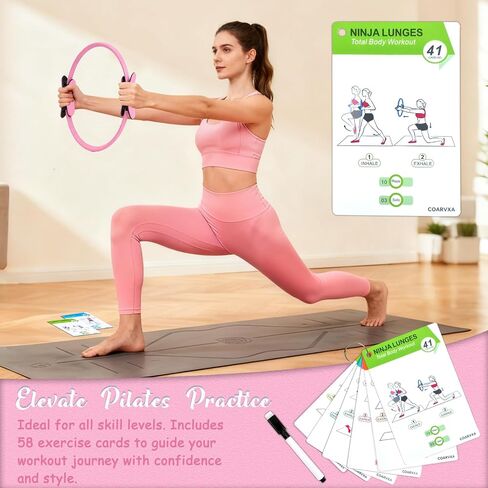 Pilates Ring Fitness Circle for Women - 15 Inch Magic Fitness Circle for Toning Inner & Outer Thighs, Bonus Pilates Equipment Thigh Master Guide. in Saudi Arabia