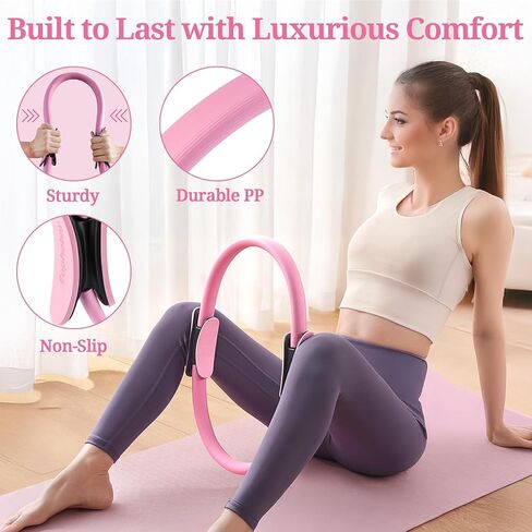 Pilates Essentials Kit for Women, Home Workout Pilates Kit with Ring, Mini Ball, Resistance Bands, Yoga Strap & More | Beginner Pilates Starter Kit for Toning, Strength & Flexibility in Saudi Arabia