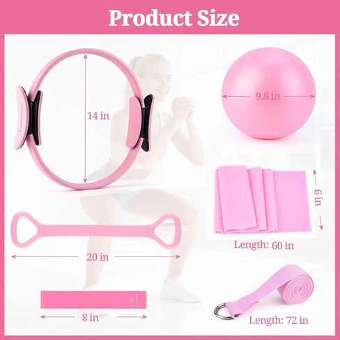 Pilates Essentials Kit for Women, Home Workout Pilates Kit with Ring, Mini Ball, Resistance Bands, Yoga Strap & More | Beginner Pilates Starter Kit for Toning, Strength & Flexibility in Saudi Arabia