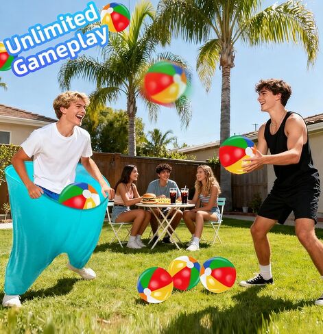6 PCS Granny Pants Yard Game Set, Oversized Blue Pants with 4 Colorful Bouncy Balls & 1 Air Pump, Outdoor Tossing Games for Adults Family Birthday Christmas Party Backyard Reunion Gatherings in Saudi Arabia