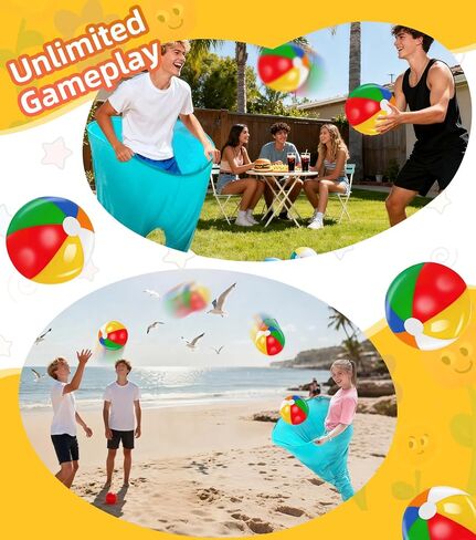 6 PCS Granny Pants Yard Game Set, Oversized Blue Pants with 4 Colorful Bouncy Balls & 1 Air Pump, Outdoor Tossing Games for Adults Family Birthday Christmas Party Backyard Reunion Gatherings in Saudi Arabia