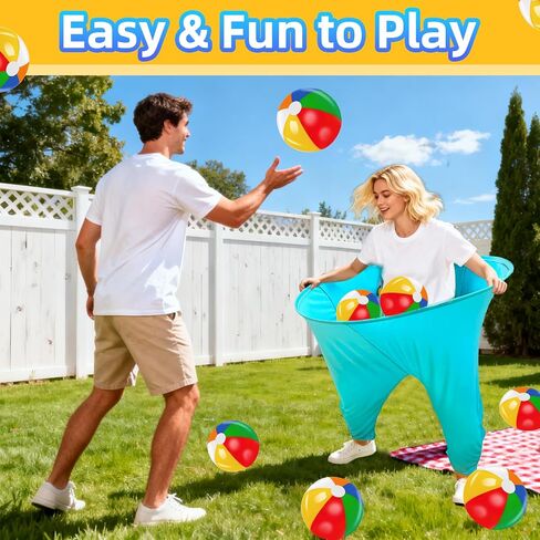 6 PCS Granny Pants Yard Game Set, Oversized Blue Pants with 4 Colorful Bouncy Balls & 1 Air Pump, Outdoor Tossing Games for Adults Family Birthday Christmas Party Backyard Reunion Gatherings in Saudi Arabia