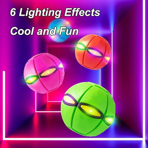 Magic Metaball Bouncing Ball, Children's Bouncing Ball, Magic Flying Saucer, Bouncy Balls with 6 Light, Dual Form Freely Switchable, Parent-Child Interaction (Blue) in Saudi Arabia