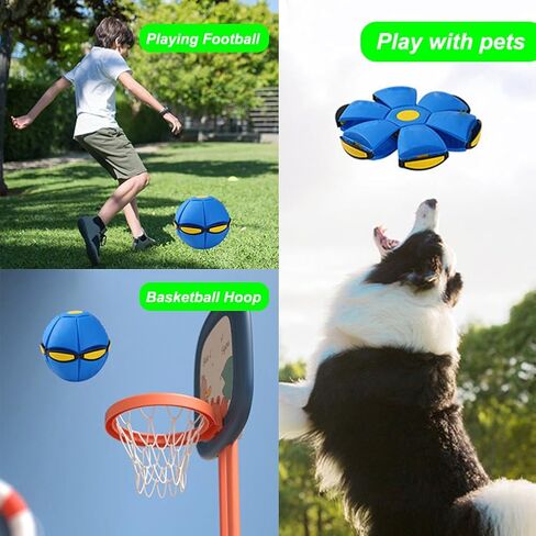 Magic Metaball Bouncing Ball, Children's Bouncing Ball, Magic Flying Saucer, Bouncy Balls with 6 Light, Dual Form Freely Switchable, Parent-Child Interaction (Blue) in Saudi Arabia