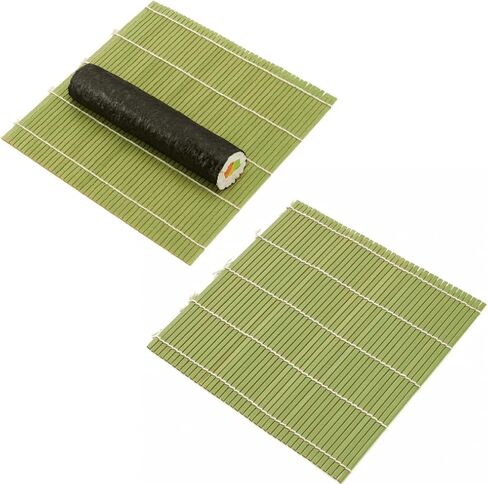 JapanBargain, 2-Pack Bamboo Sushi Rolling Mats, Square Traditional Makisu Rollers for Sushi Making, Natural Chemical-Free Bamboo, Durable and Reusable, 9.5" x 9.5" in Kuwait