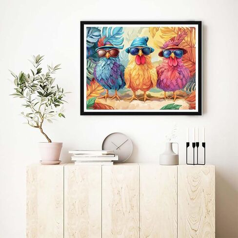 VAIIEYO 5D DIY Diamond Art Kits for Adults Rooster, Diamond Painting Animal, Paint by Number Full Drill Round Rhinestone Craft Canvas for Home Wall Decor Gift 12x16 inch-2 in Kuwait