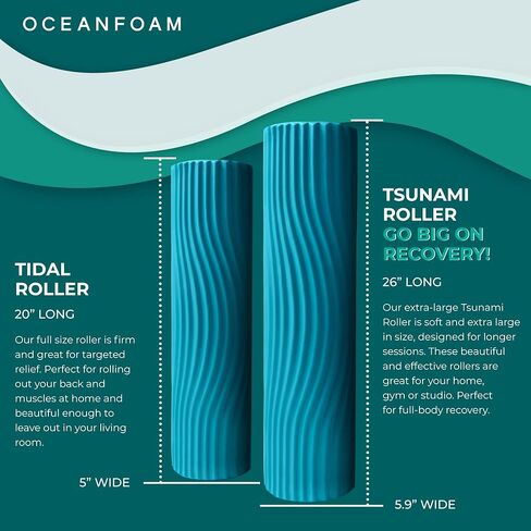 أسطوانة تسونامي من Oceanfoam (رخامية سوداء) - أسطوانة إسفنجية ناعمة ومزخرفة للعلاج الطبيعي وآلام الظهر والتمرين والتمدد - ذات ملمس مموج - اليوغا وألعاب القوى والعافية - كبيرة جدًا 66 سم × 5.9 سم. in Saudi Arabia