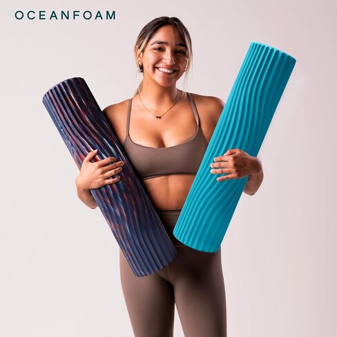 أسطوانة تسونامي من Oceanfoam (رخامية سوداء) - أسطوانة إسفنجية ناعمة ومزخرفة للعلاج الطبيعي وآلام الظهر والتمرين والتمدد - ذات ملمس مموج - اليوغا وألعاب القوى والعافية - كبيرة جدًا 66 سم × 5.9 سم. in Saudi Arabia