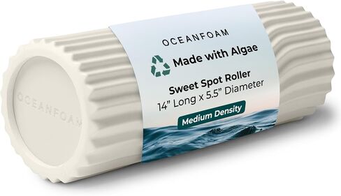 أسطوانة إسفنجية للتمرين متوسطة الحجم من Oceanfoam Sweet Spot مقاس 35.56 سم × 13.97 سم - أسطوانة إسفنجية متوسطة الكثافة للعلاج الطبيعي، وتدليك الأنسجة العميقة، واليوجا، والبيلاتس، والملمس المموج (كحلي داكن، أحمر ورخام طبيعي) in Kuwait