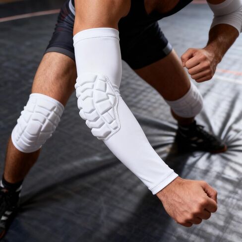 Football Arm Pads Padded Arm Sleeves Compression Crashproof Elbow Pads for Kid, Youth and Adult, Protective Support for Soccer Basketball Volleyball Wrestling 1 Pair in Saudi Arabia