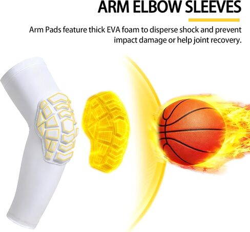 Football Arm Pads Padded Arm Sleeves Compression Crashproof Elbow Pads for Kid, Youth and Adult, Protective Support for Soccer Basketball Volleyball Wrestling 1 Pair in Saudi Arabia