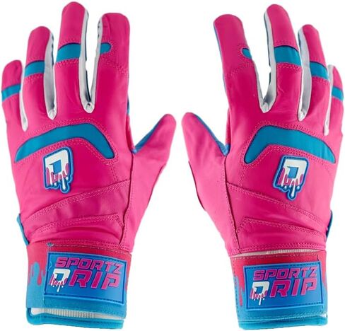 Bubble Pop Batting Gloves, Youth Baseball, Pink and Teal, Multiple, Breathable Mesh, Adjustable Wrist Strap, Pro-Grade Grip in Saudi Arabia